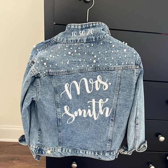 Mrs. Smith Pearl Studded Denim Jacket - Bridal - Picture 3 of 3